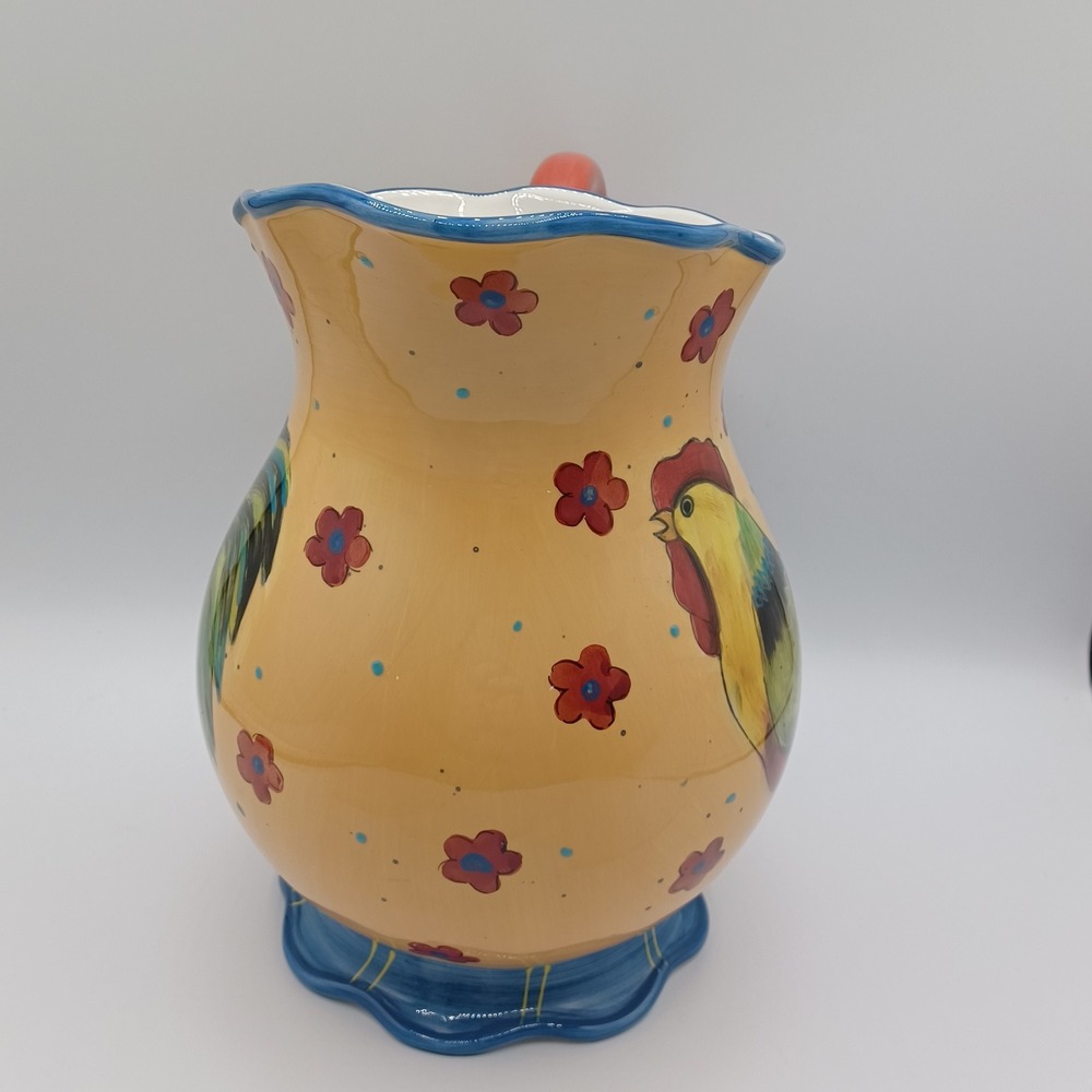 Certified International Pitcher Susan Winget Rooster Yellow Excellent Ceramic - Picture 13 of 14
